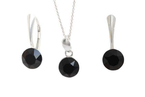 set pietre negre set cristale negre set negru set swarovski negru set bijuterii argint set argint femei seturi argint set swarovski seturi din argint